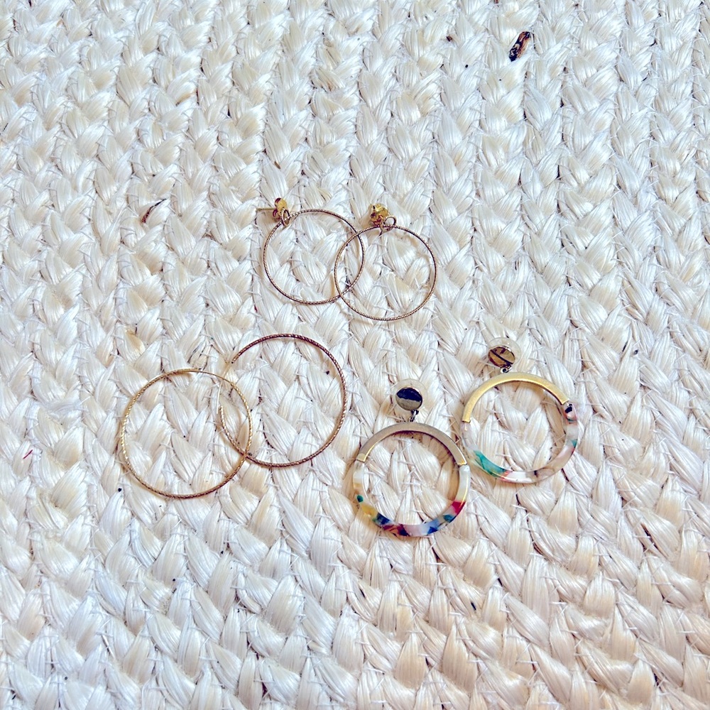 Earrings women’s jewelry lot gold tone hoops gold plated acrylic